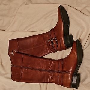 INC Women's Cognac Tall Leather Riding Boot Size 6 5 M